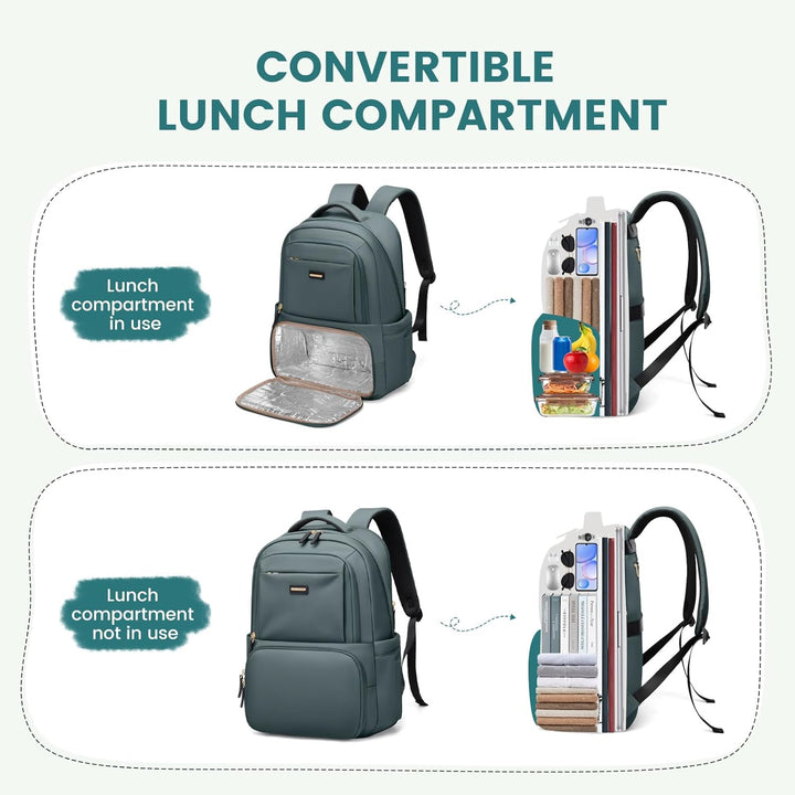 GOLF SUPAGS Lunch Rucksack Damen, 16 Zoll Laptop Rucksack Schulrucksack mit Lsoliertes Kühltasche fü