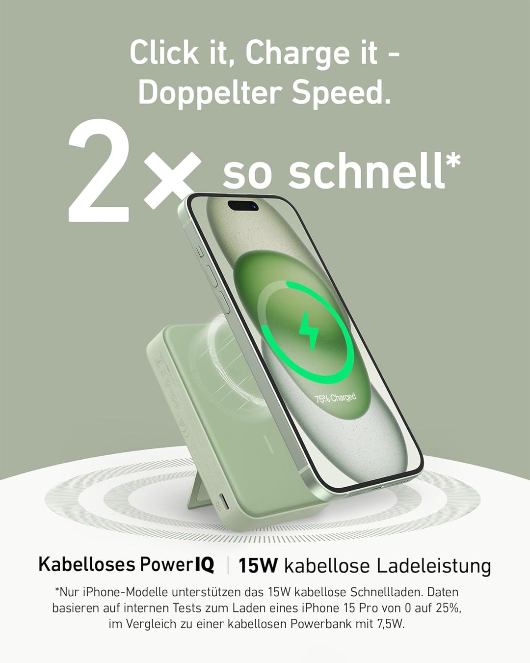Anker MagGo Power Bank, Qi2-zertifiziertes 15W schnelles MagSafe-kompatibles mobiles Ladegerät, 10.0