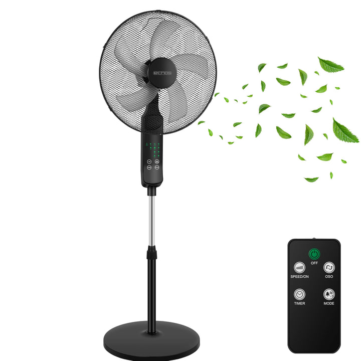 Echos® Standventilator 46cm Leise mit Fernbedienung 46 cm – 50W Leistungsstarker Standlüfter mit 3 G