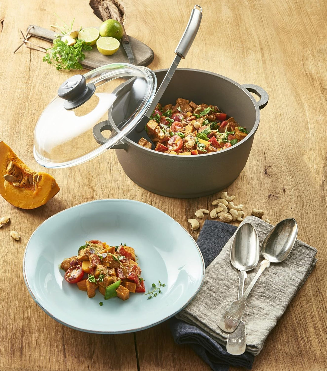 Berndes BONANZA Induction Kochtopf mit Glasdeckel, inkl. Silikon-Thermogriffe, 20 cm, robuster Alugu