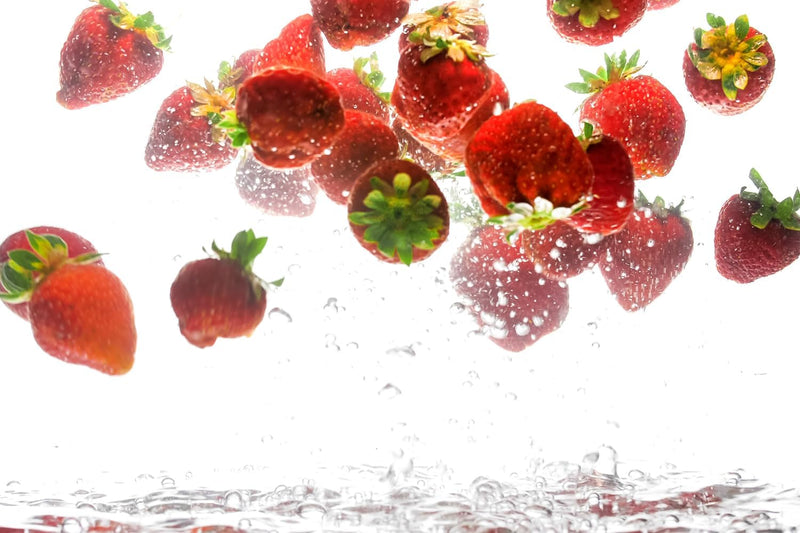 Queence | Küchen Spritzschutz Erdbeeren 60x40x0,3 cm | Küchenrückwand | Alu-DiBond | Fliesenschutz f