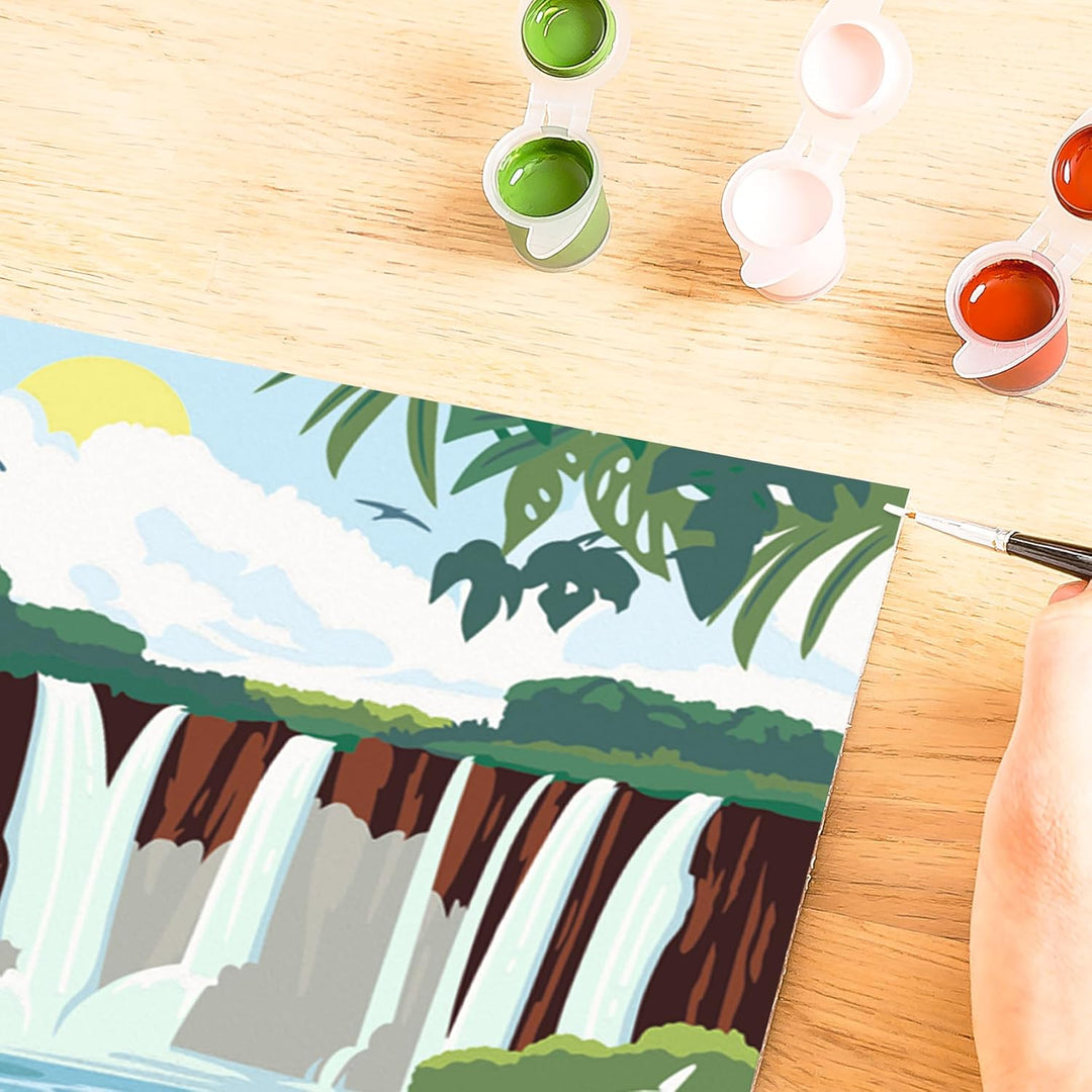 Ravensburger CreArt 25894 - Iguazu Wasserfälle - Malen nach Zahlen Erwachsene, DIY Malset mit Pinsel