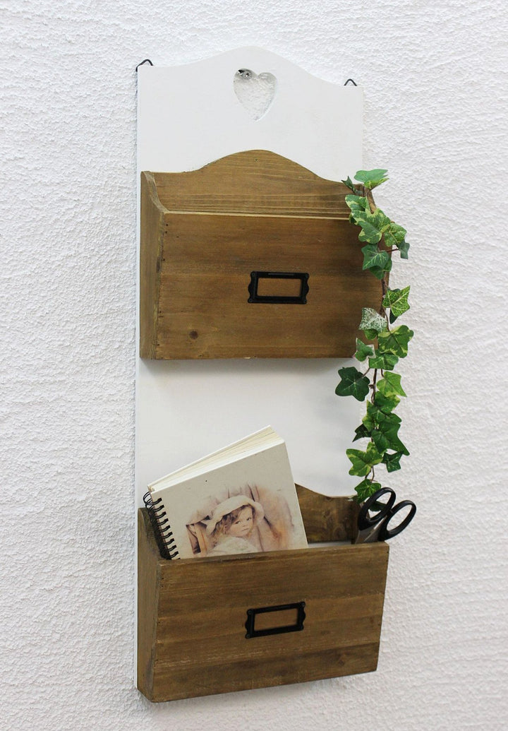 DanDiBo Wandregal Postbox mit Herz Zeitungsständer 12028 Regal 63cm Küchenregal Wand Zeitungshalter