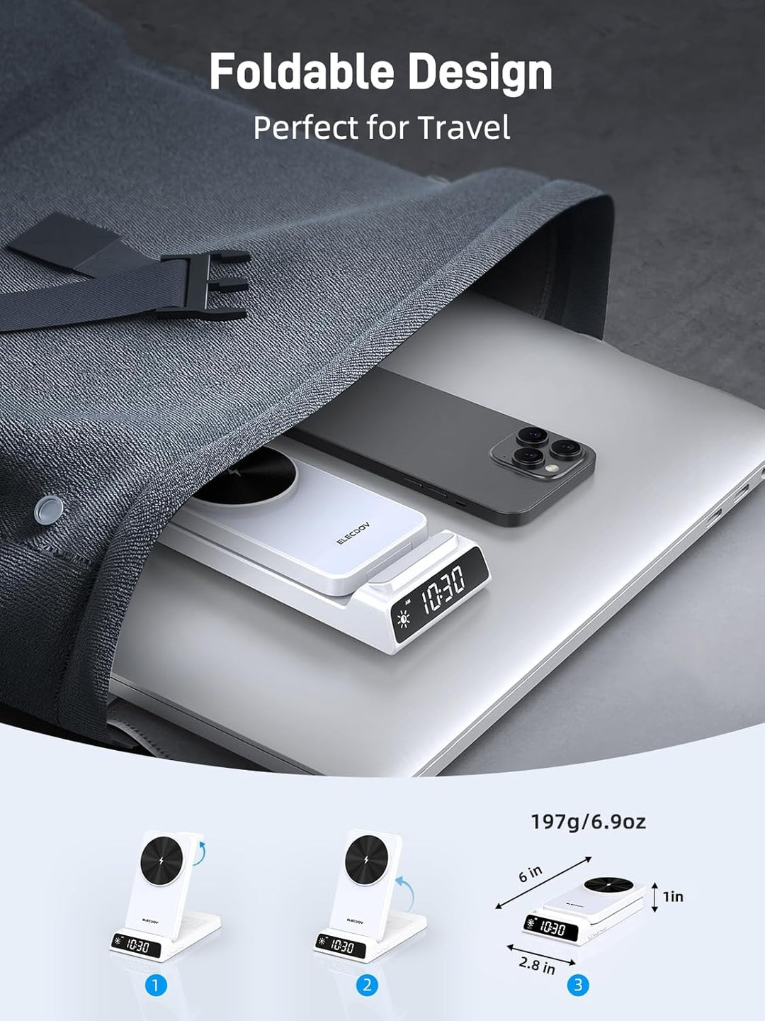 Mag-Safe Ladestation für Apple Watch und iPhone, 3 in 1 Induktive Ladestation ladegerät für iPhone 1