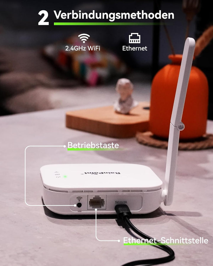 RAINPOINT Bewässerungscomputer WLAN 2 Ausgänge mit Antennen-Gateway und Messingeinlass Smart Bewässe
