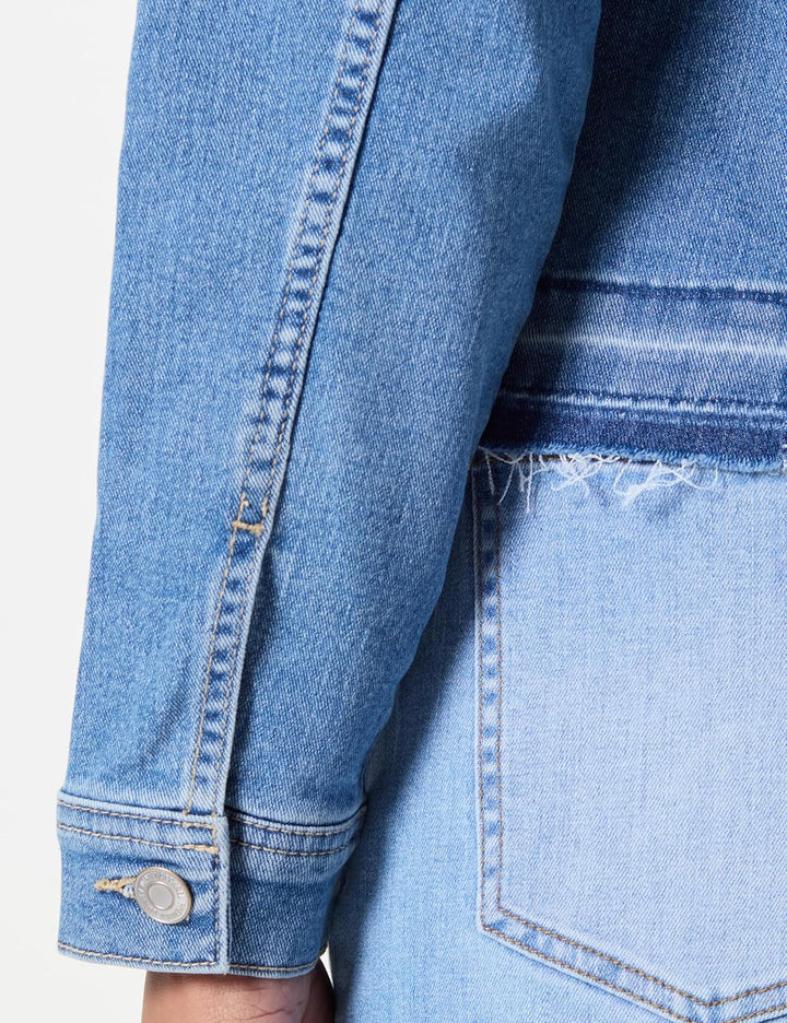 VERO Moda Damen Vmtine Ls Slim Fold Down Jacket Vi3371 Jeansjacke (1er Pack) S Light Blue Denim, S L
