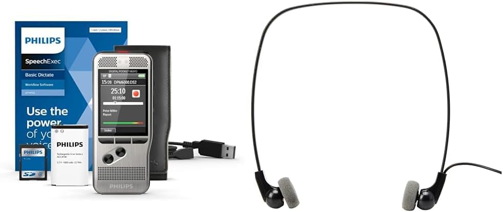 Philips PocketMemo DPM6000 Digitales Diktiergerät, Audiorecorder, Aufnahmegerät inkl. Diktiersoftwar