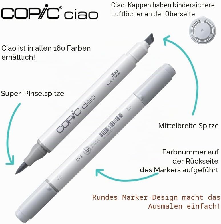 COPIC "Doodle Kit People", 7er Set Stifte farblich abgestimmt zum Thema Regenbogen, bestehend aus 5