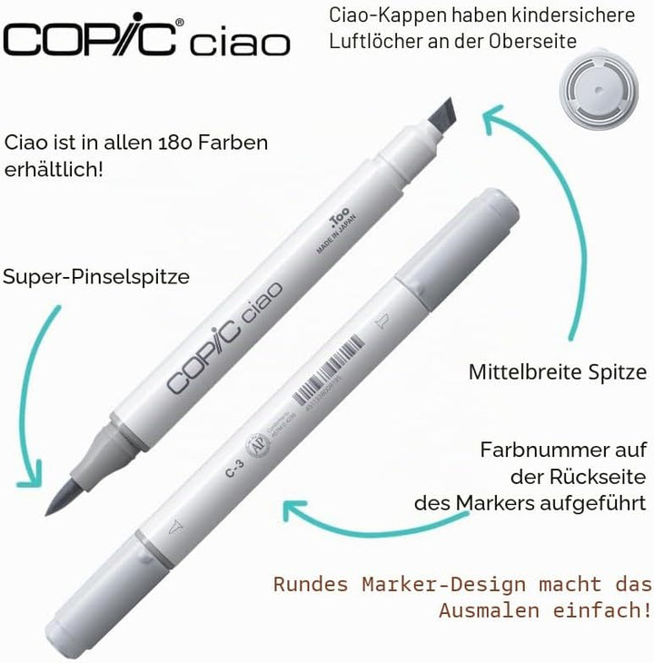 COPIC "Doodle Kit People", 7er Set Stifte farblich abgestimmt zum Thema Regenbogen, bestehend aus 5