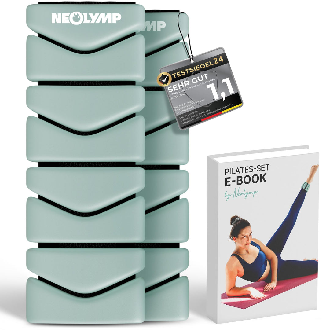 NEOLYMP Pilates Gewichtsmanschetten 2er Set – je 0,5 kg Ankle Weights aus Silikon – verstellbare Gew