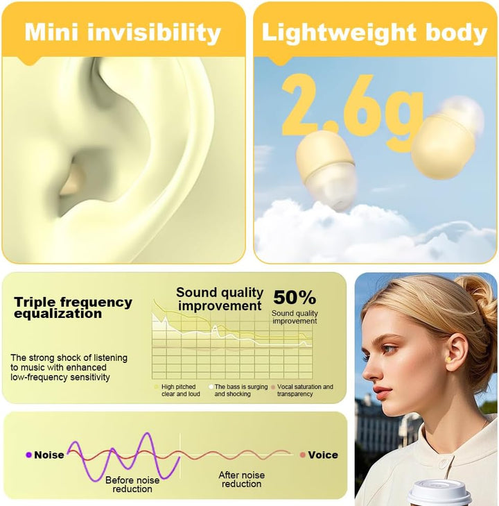 Mini Unsichtbare Kopfhörer Bluetooth Kabellos, Unsichtbare Kleine Schlaf Kopfhörer, In Ear Kleinste