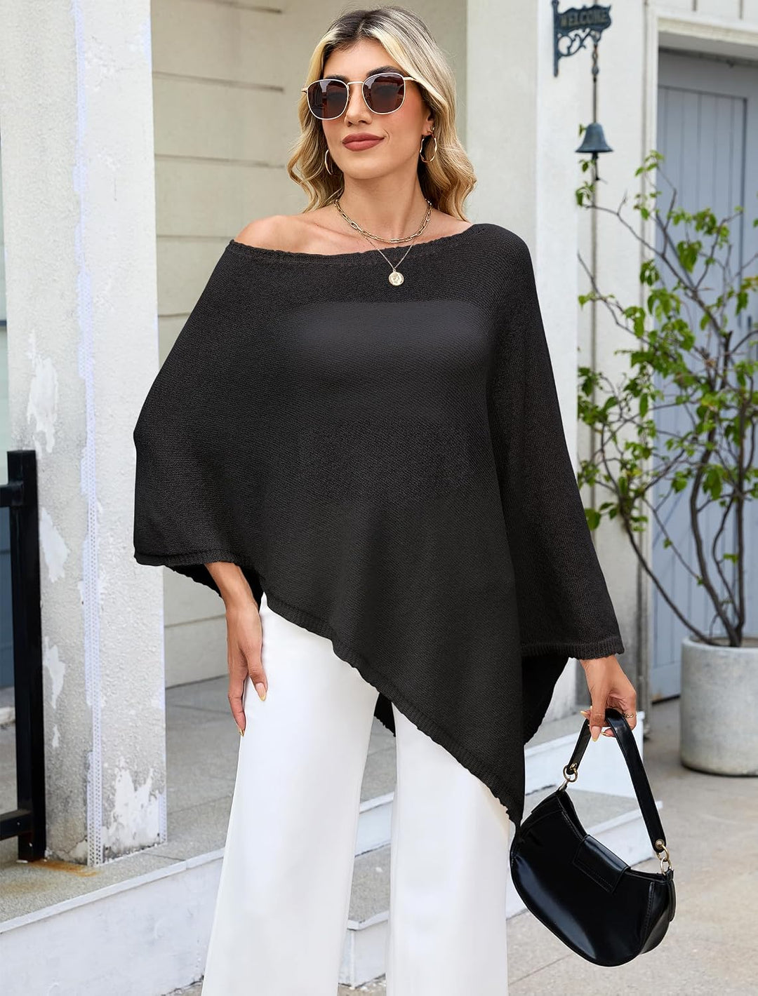 Bsubseach Damen Schulterfreie Häkel Überwurf dünner Poncho Schal transparente Badeanzug Abdeckung Ka