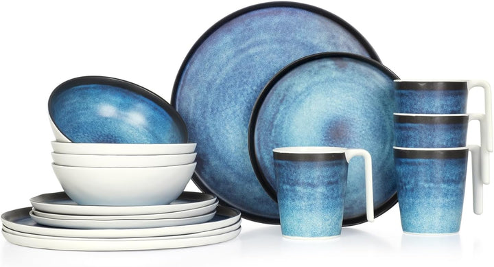 Moritz Camping Tafelgeschirr aus Melamin für 4 Personen 16-teilig | spülmaschinenfest | Picknick Ges