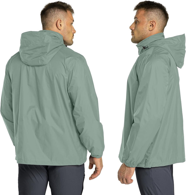 33,000ft Regenjacke Herren Leicht Wasserdicht Faltbare Regenmantel mit Kapuze Fahrrad Rain Windbreak