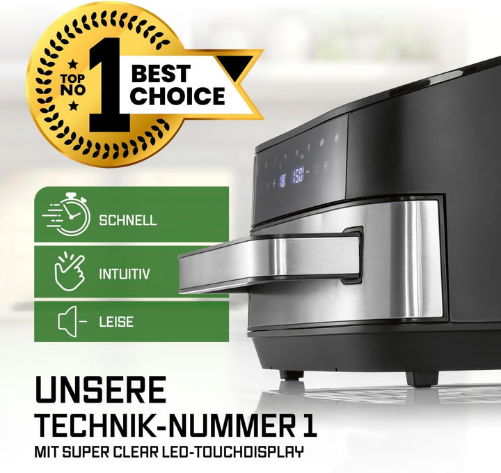 GOURMETmaxx AirGenius Heissluftfritteuse - 7 L Airfryer | Fritteuse mit XXL-Garfläche & 10 Programme