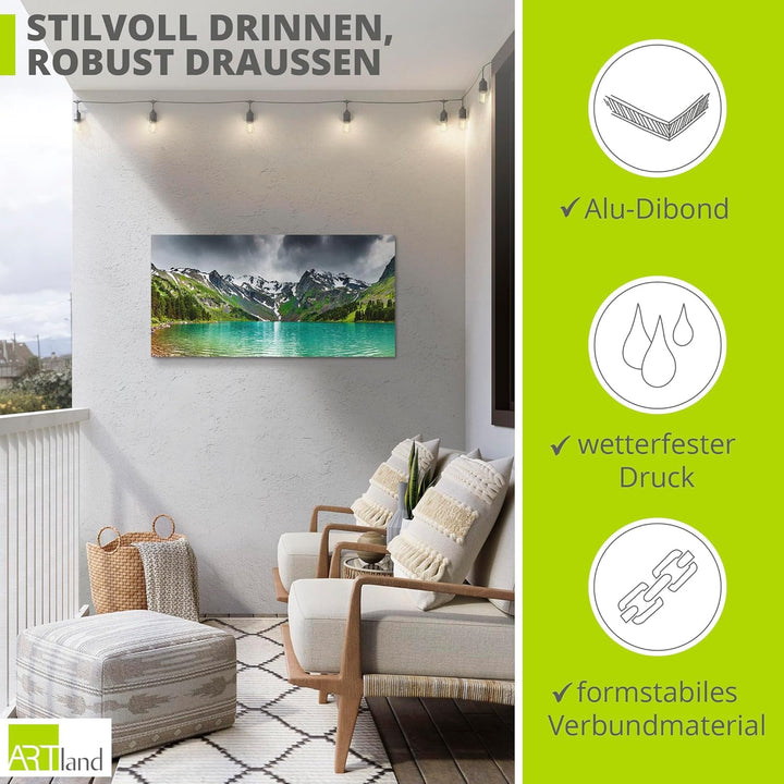 ARTland Wandbild Alu Verbundplatte für Innen & Outdoor Bild 60x30 cm Landschaften Berge Fotografie G