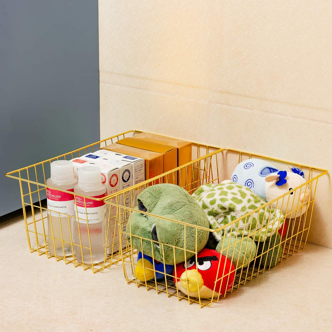 SANNO Drahtkörbe, Aufbewahrungskörbe, grosse Aufbewahrungskörbe für Zuhause, Badezimmer, Tische und