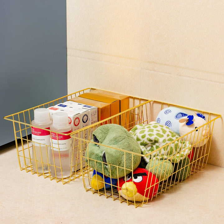 SANNO Drahtkörbe, Aufbewahrungskörbe, grosse Aufbewahrungskörbe für Zuhause, Badezimmer, Tische und