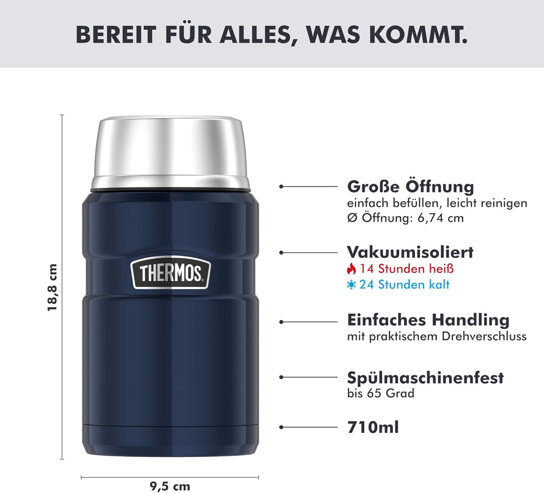 Thermos STAINLESS KING FOOD JAR 0,71l, midnight blue, Thermosbehälter aus Edelstahl, 14h heiss / 24h