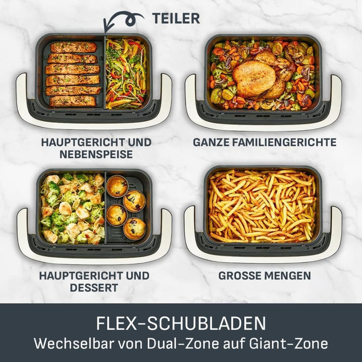 Tefal Dual Easy Fry Flex Heissluftfritteuse 9L – Airfryer mit 2 Kammern & GiantZone, FlexCook-Trennw