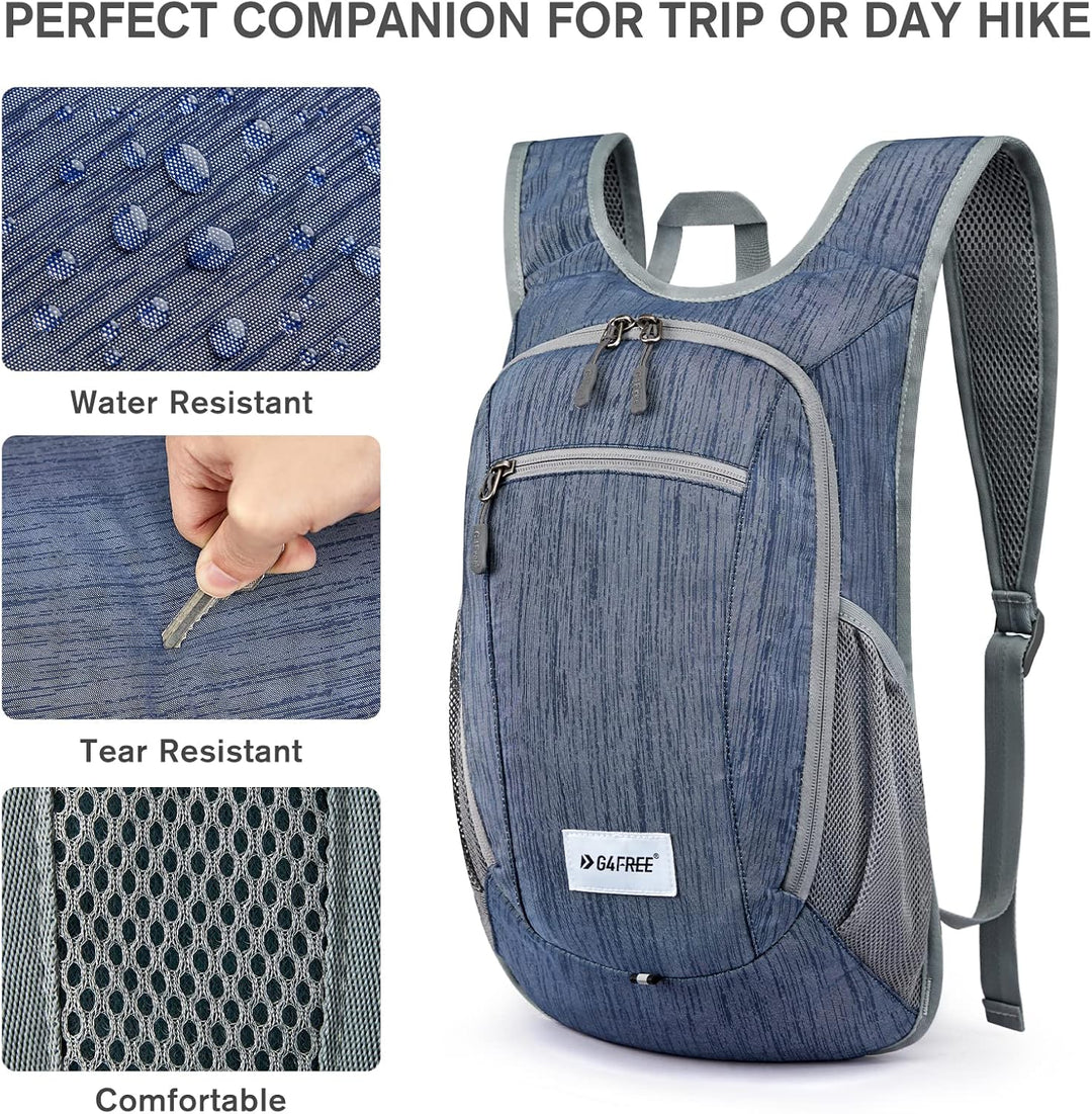 G4Free 10/15/20L Faltbarer Rucksack Klein, Wanderrucksack Leicht, Tagesrucksack Damen Herren für Wan