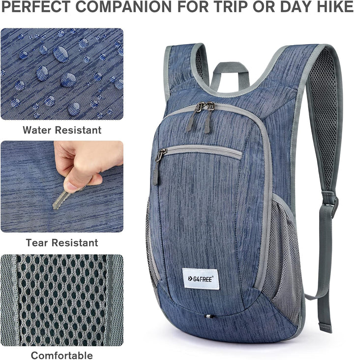 G4Free 10/15/20L Faltbarer Rucksack Klein, Wanderrucksack Leicht, Tagesrucksack Damen Herren für Wan