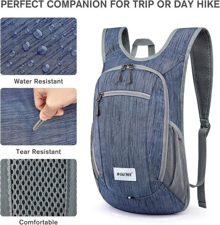 G4Free 10/15/20L Faltbarer Rucksack Klein, Wanderrucksack Leicht, Tagesrucksack Damen Herren für Wan