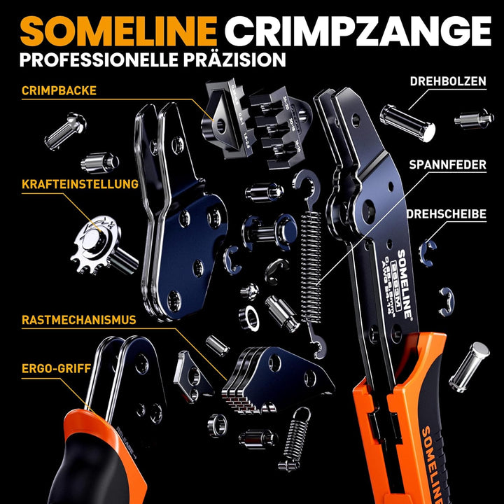 Crimpzange Flachsteckhülsen Set Crimpwerkzeug kabelschuhe mit 240 stück Spade Flachstecker für 0.25-