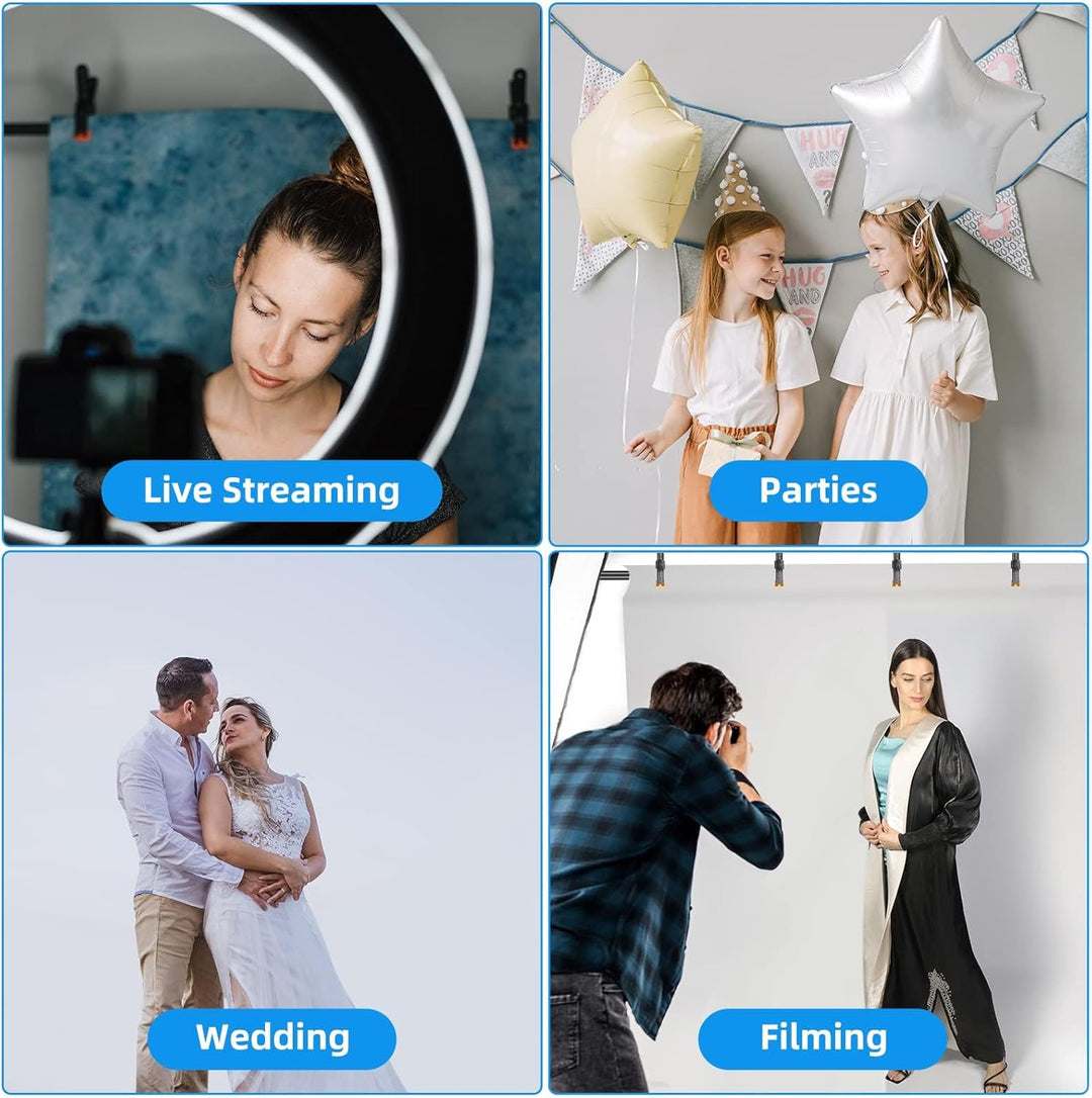 EMART T Form Hintergrund Ständer Hintergrundsystem, 1,5mx2,6m Fotohintergrund Ständer mit 4 Federcli