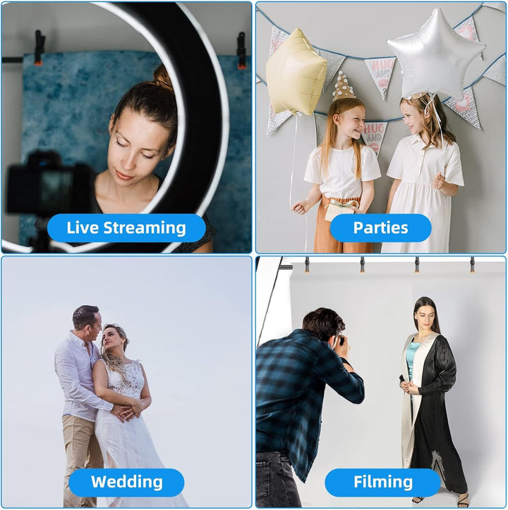 EMART T Form Hintergrund Ständer Hintergrundsystem, 1,5mx2,6m Fotohintergrund Ständer mit 4 Federcli