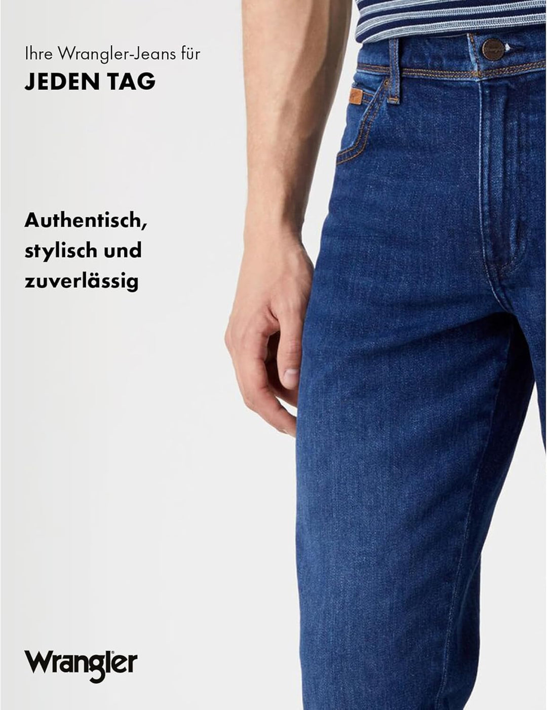 Wrangler Texas Stretch Herren Jeans Regular Fit Jeanshose Hose Schwarz Blau 33W / 34L Dancing Water,