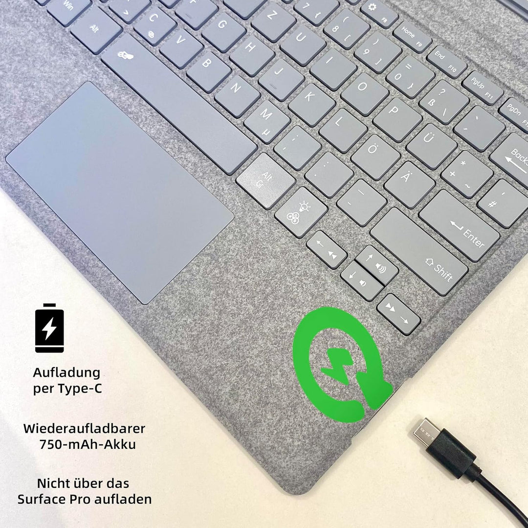 QWERTZ Deutsches Layout Tastatur für Microsoft Surface Pro 7+ Pro 7 Pro 6 Pro 5 Pro 4 Pro 3 (12.3 Zo