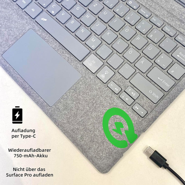 QWERTZ Deutsches Layout Tastatur für Microsoft Surface Pro 7+ Pro 7 Pro 6 Pro 5 Pro 4 Pro 3 (12.3 Zo