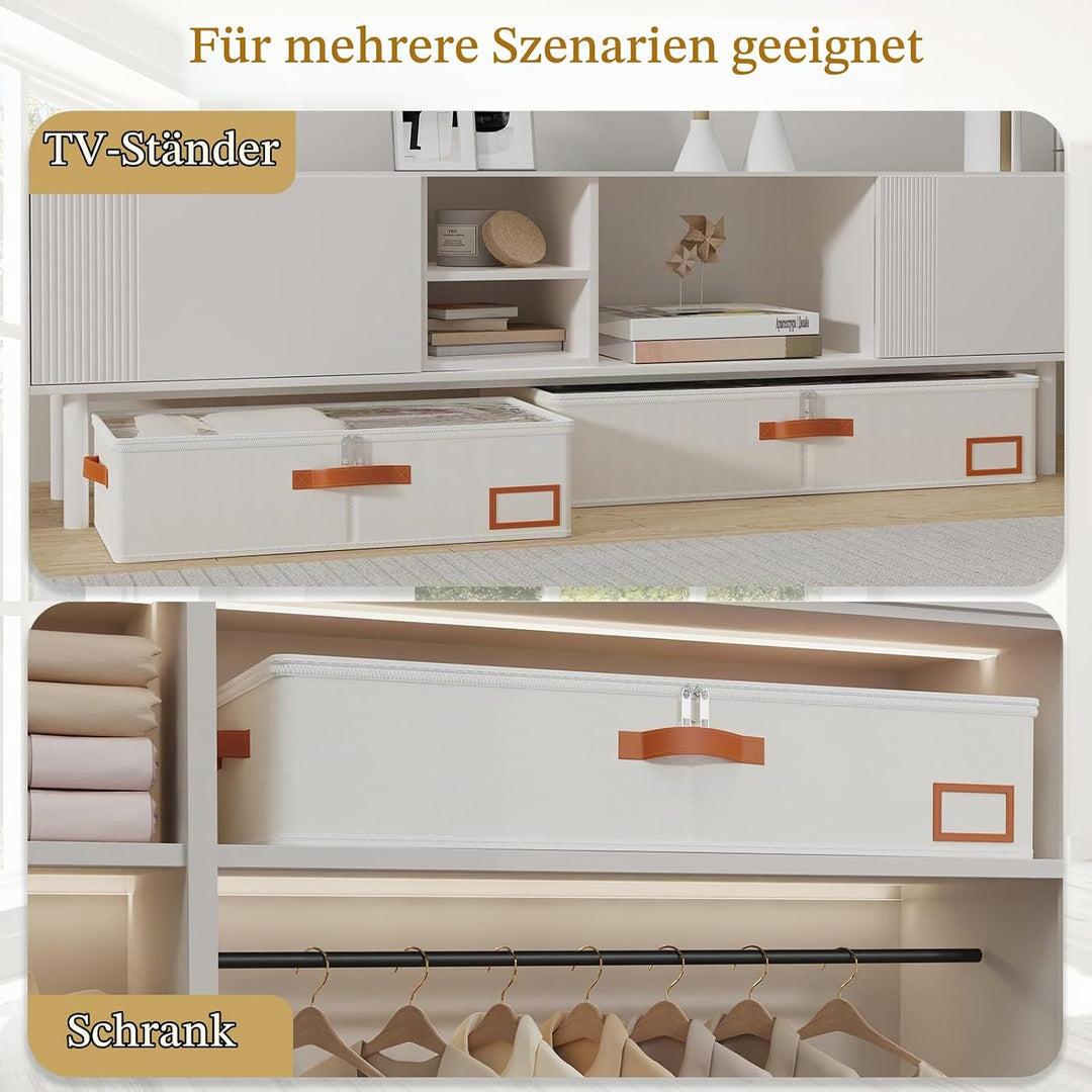 Yawinhe 2 Stück Unterbettkommode, Unterbett-Aufbewahrungstasche, Kleideraufbewahrung, Faltbare Aufbe