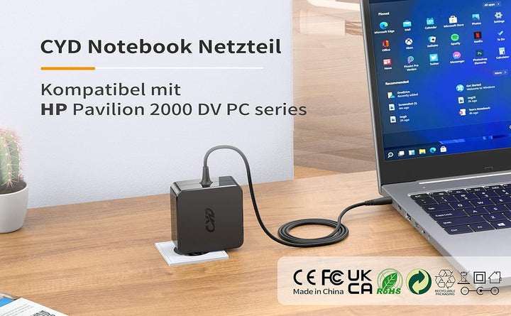 CYD 65W 18.5V 3.5A Notebook-Netzteil für Laptop-Ladekabel-HP Elitebook 840 G1 EliteBook 840 G2 Elite