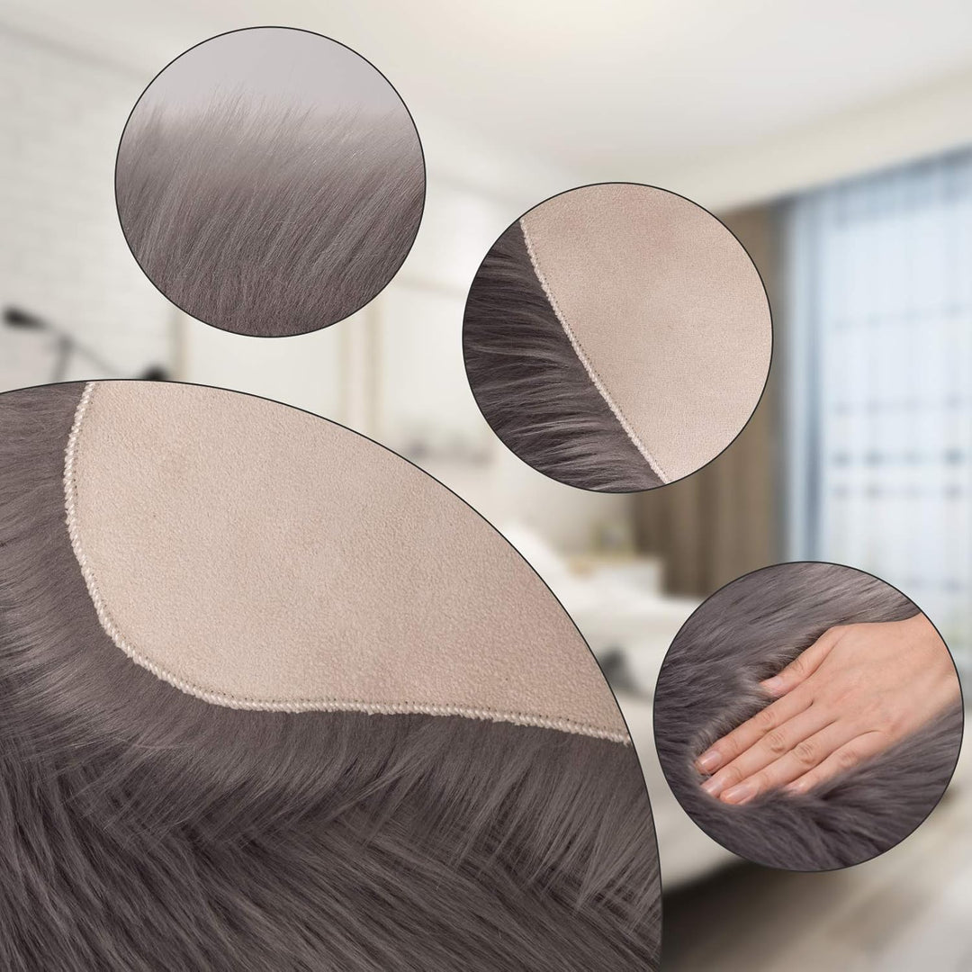 WOLTU Fellteppiche Schaffell, Kunstfell Lammfellimitat Teppich flauschig, Longhair Fell Optik, Dekof