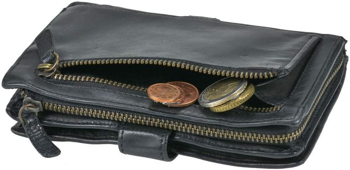 Bear Design Portemonnaie Damen Geldbörse Leder 10x15cm Geldbeutel Cow Lavato schwarz