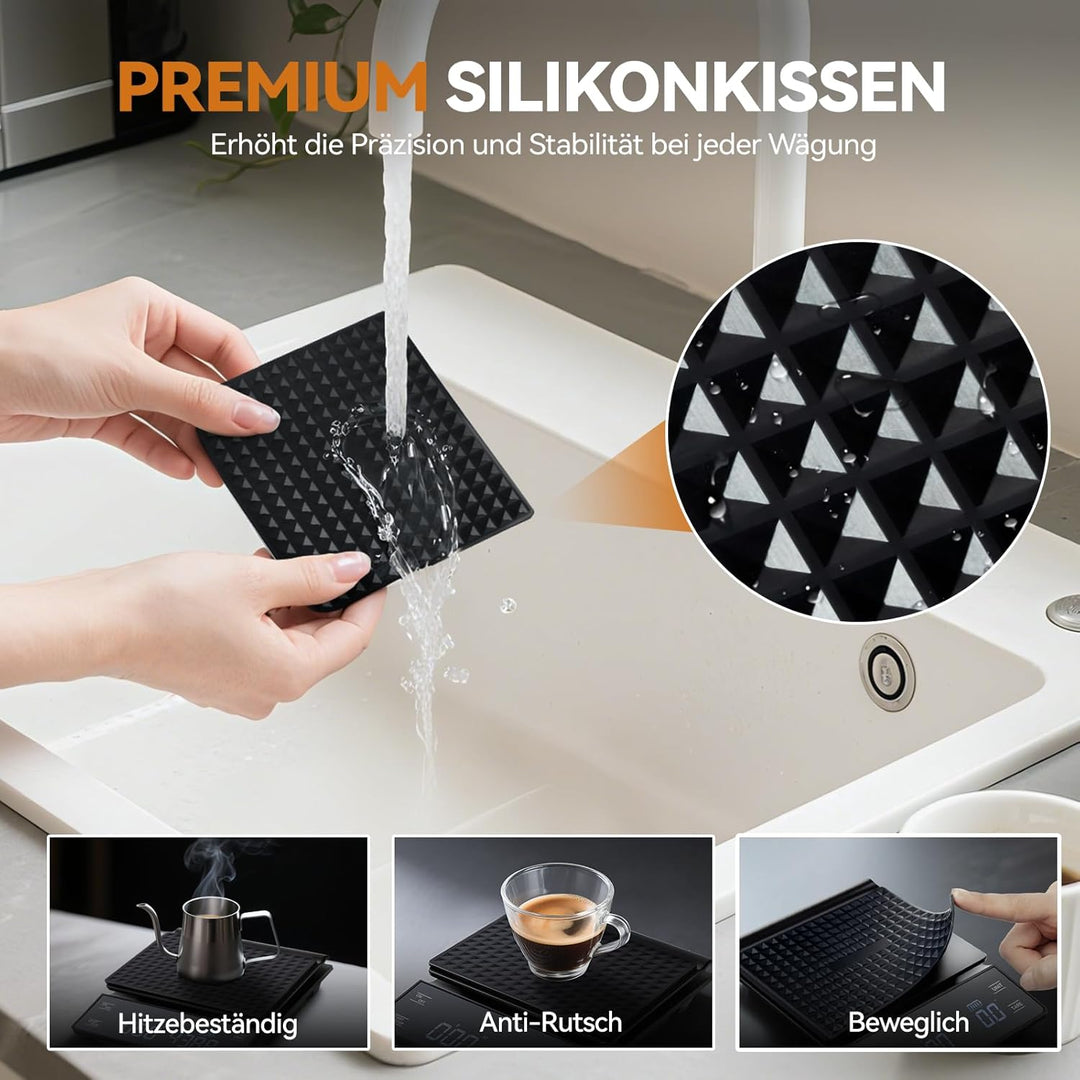 bemece USB Wiederaufladbare Digital kaffeewaage, Kaffeewaage mit Timer, Multifunktionale Küchenwaage