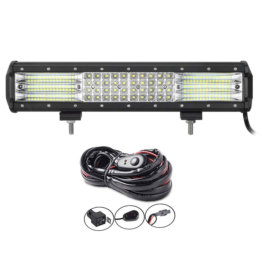 AUXTINGS 15 Zoll 390W LED-Lichtleiste 4 Reihen Spot Flood Combo Beam Off Road Lights Arbeitsleuchte