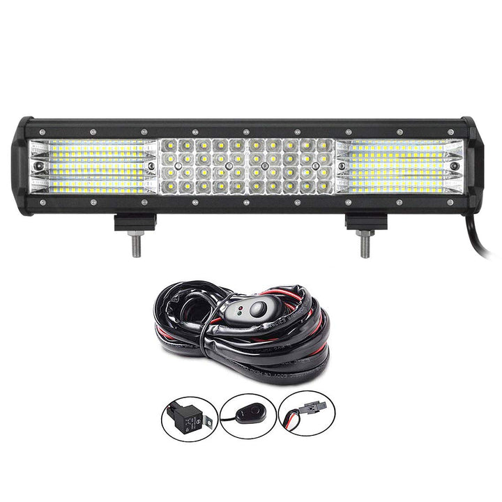 AUXTINGS 15 Zoll 390W LED-Lichtleiste 4 Reihen Spot Flood Combo Beam Off Road Lights Arbeitsleuchte