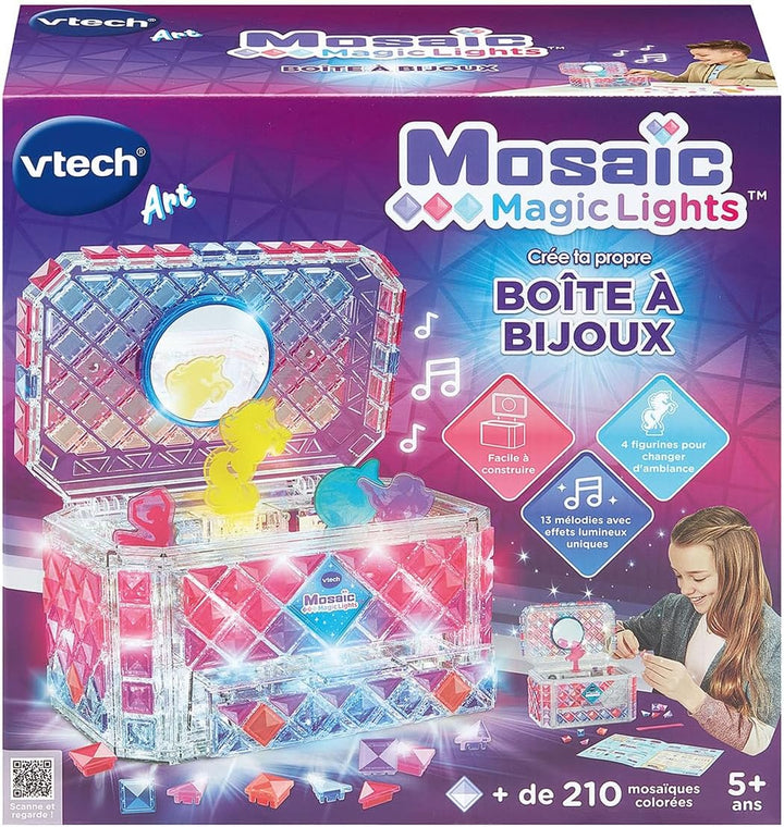 VTech - Mosaic Magic Lights Schmuckschatulle – Mosaik-Set für Kinder – personalisierbare Geheimnisbo