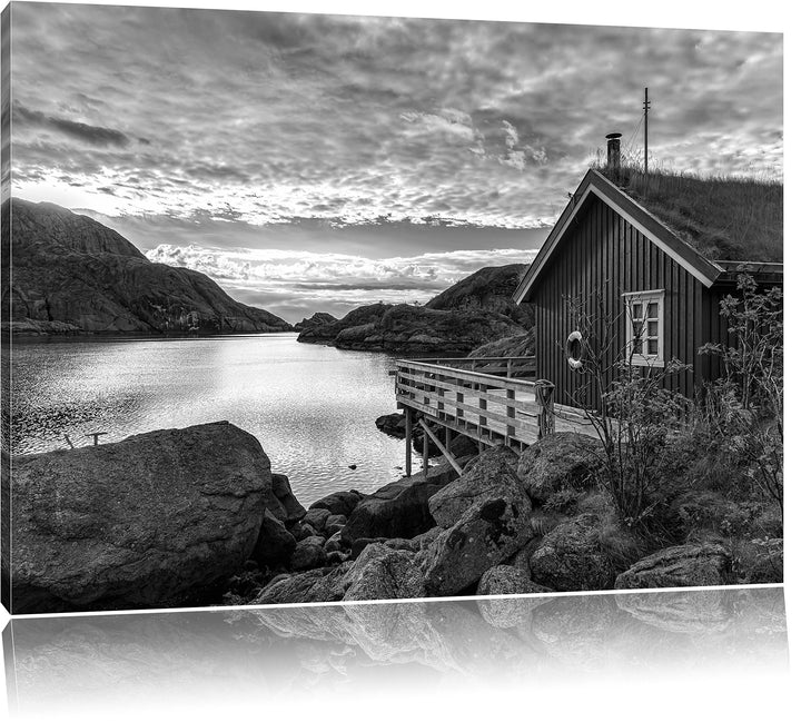 Pixxprint Sonnenaufgang am Fjord Norwegens als Leinwandbild/Grösse: 100x70 / Wandbild/Kunstdruck/fer