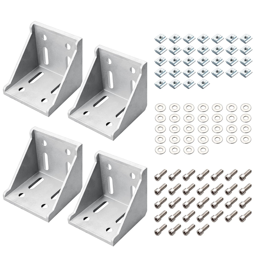 4x EYPINS Befestigungsmaterial Winkel, Aluprofil 80x80 Nut 8 Aluminium Winkelverbinder Eckwinkel Eck
