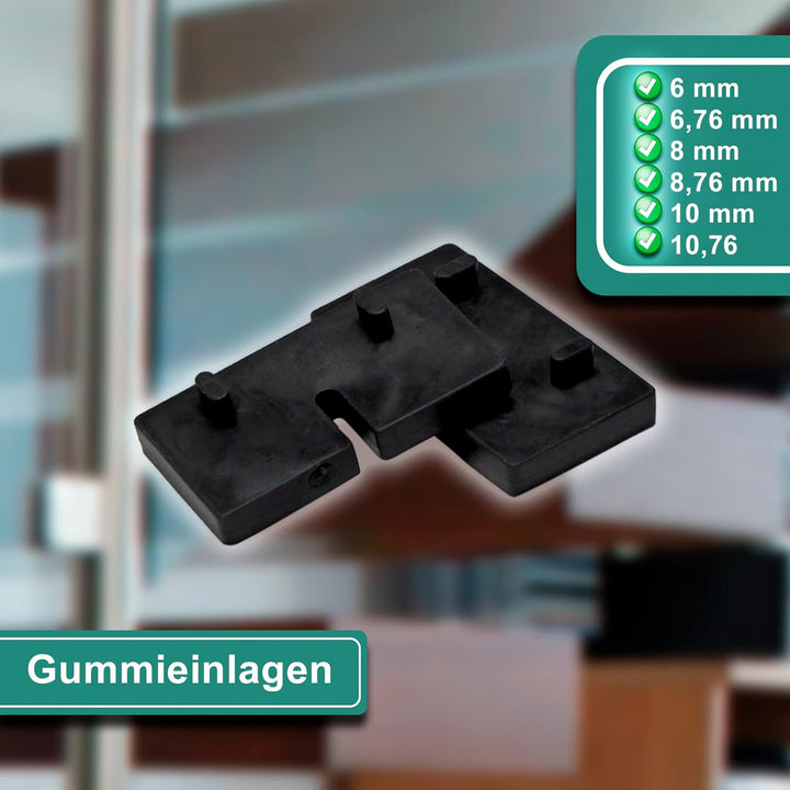 PRIOstahl Glashalter Glasklemmen Klemmhalter - 4 Stück 45 x 45 x 26 mm Anschluss Flach für Glas 10,7