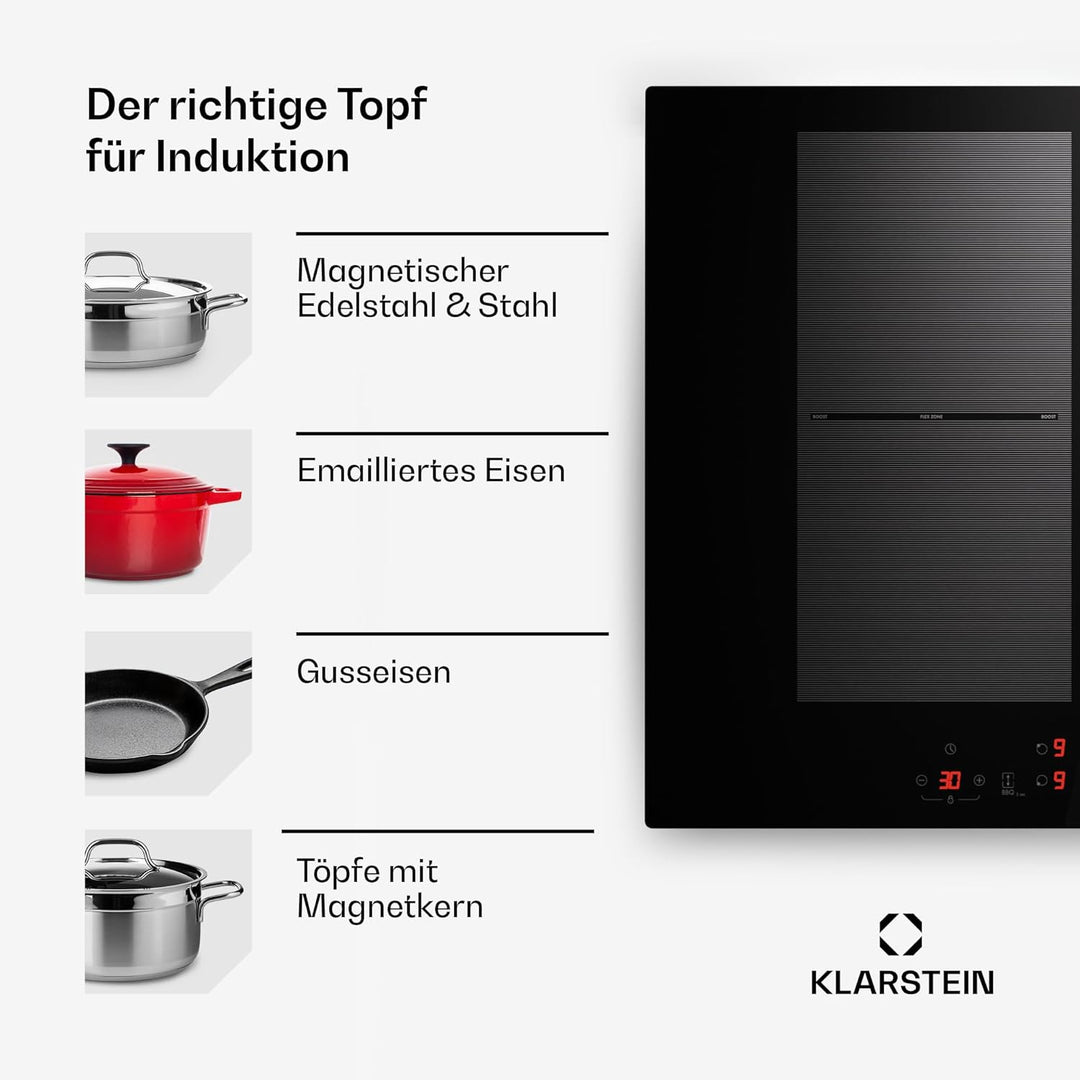 Klarstein Induktionskochfeld, Glaskeramik Kochfeld, 7000W Induktionskochfeld mit 4 Platten, Einbau-I