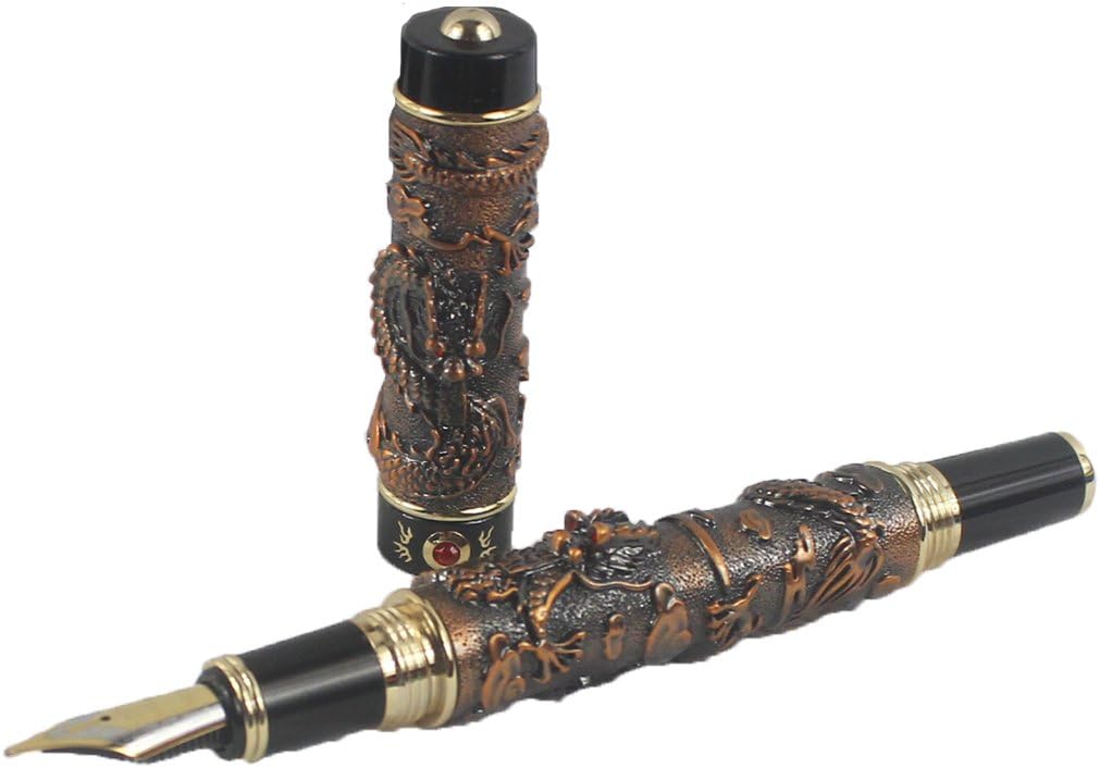 Abcsea Doppel Klassische Chinesische Drachen Spielen Exquisite Schnitzereien 3d Füllfederhalter - Ku