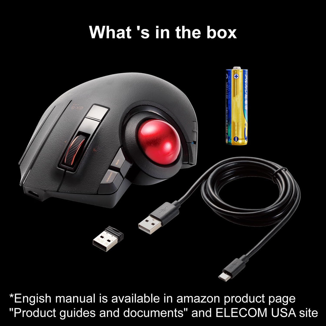 ELECOM Kabelgebundene / drahtlose / Bluetooth-Trackball-Maus, 8-Tasten-Funktion mit reibungsloser Tr