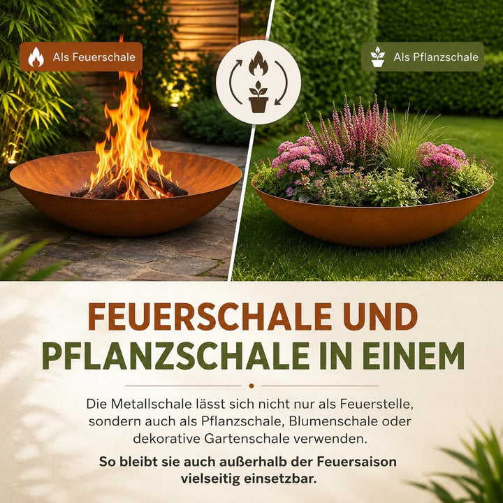 Edelrost Garten Feuerschale Rost Pflanzschale aus Metall Rost 70cm 2mm T 18cm