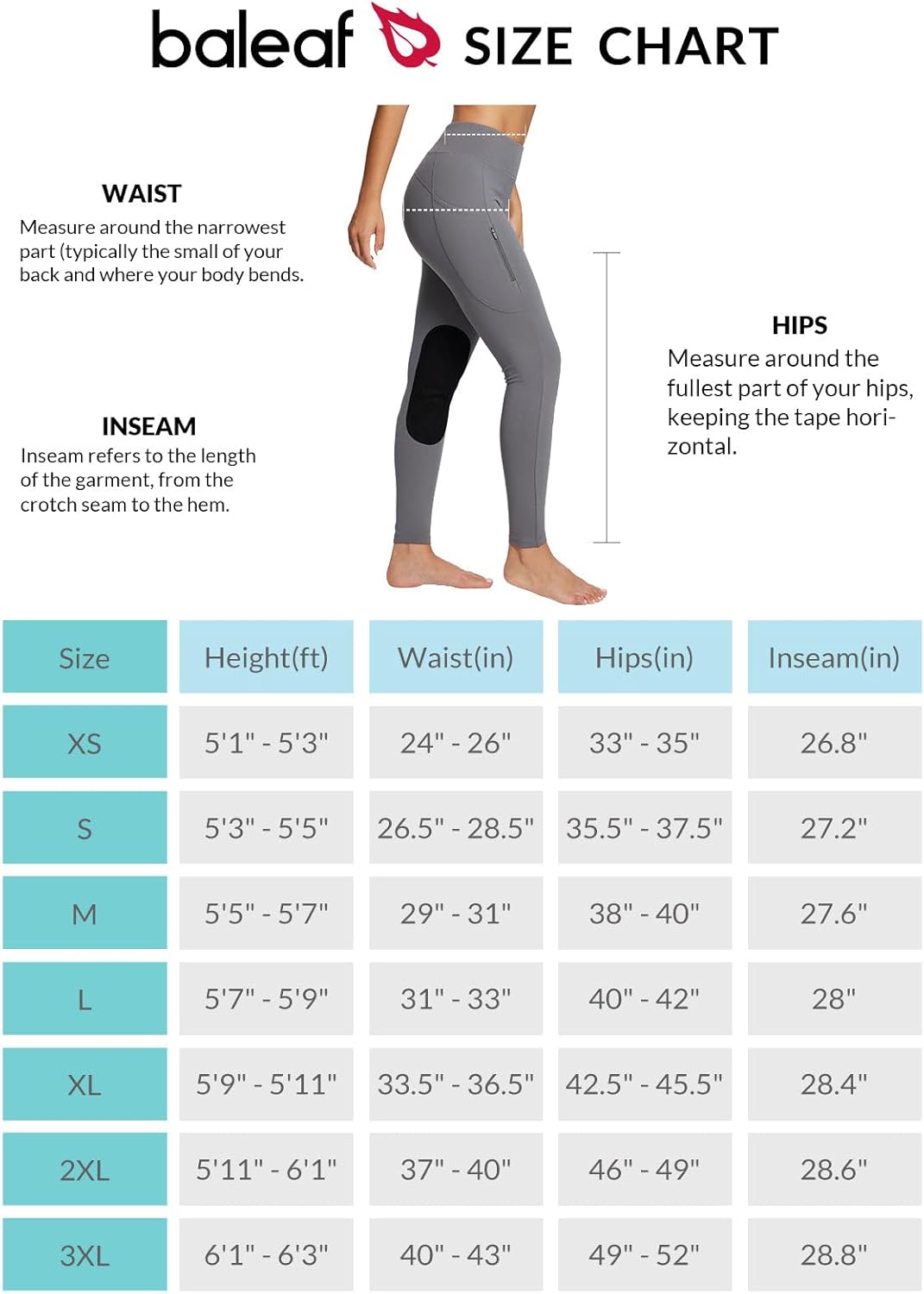 baleaf Damen Reithose Winter Reitleggings Kniebesatz wasserabwiesend Thermoleggings gefüttert mit Ha