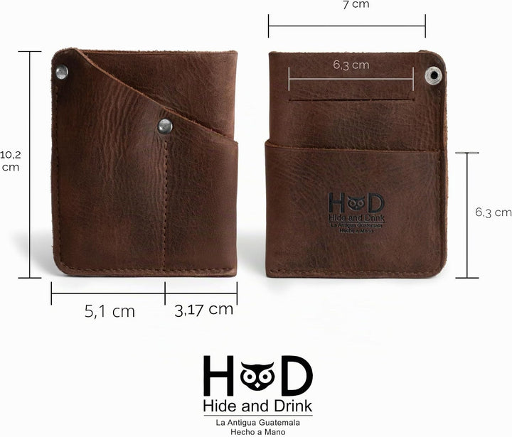 Hide & Drink, Fronttasche Geldbörse Handgefertigt aus Vollnarbenleder - Multitool-Tasche, Kartenhalt